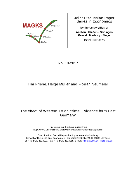 The effect of Western TV on crime: Evidence form East Germany