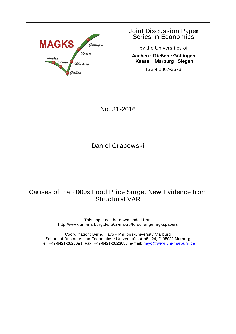 Causes of the 2000s Food Price Surge: New Evidence fromStructural VAR