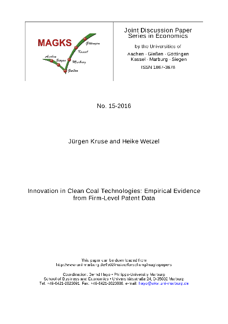Innovation in Clean Coal Technologies: Empirical Evidence from Firm-Level Patent Data
