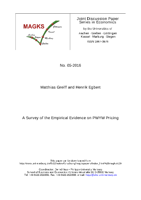 A Survey of the Empirical Evidence on PWYW Pricing