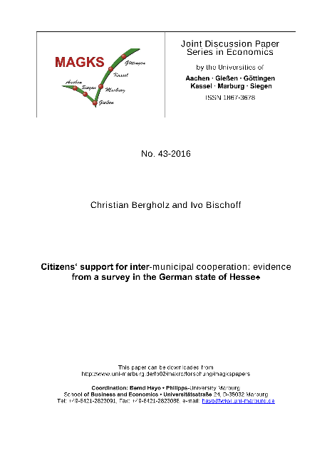 Citizens‘ support for inter-municipal cooperation: evidence from a survey in the German state of Hessen