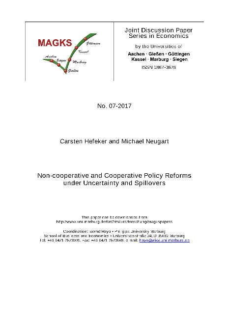 Non-cooperative and Cooperative Policy Reforms under Uncertainty and Spillovers