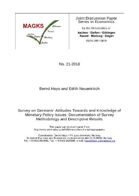 Survey on Germans’ Attitudes Towards and Knowledge of Monetary Policy Issues: Documentation of Survey Methodology and Descriptive Results
