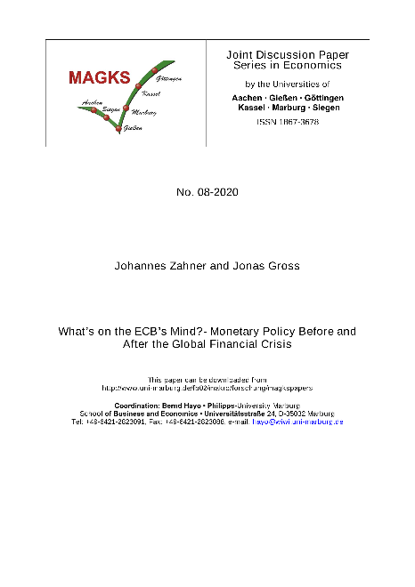 What’s on the ECB’s Mind?- Monetary Policy Before and After the Global Financial Crisis