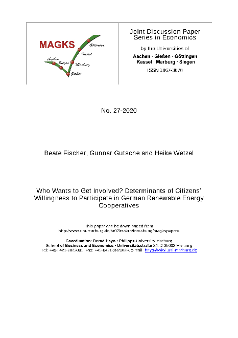 Who Wants to Get Involved? Determinants of Citizens’ Willingness to Participate in German Renewable Energy Cooperatives