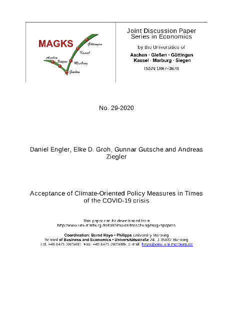 Acceptance of Climate-Oriented Policy Measures in Times of the COVID-19 crisis