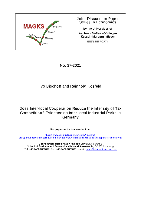 Does Inter-local Cooperation Reduce the Intensity of Tax Competition? Evidence on Inter-local Industrial Parks in Germany