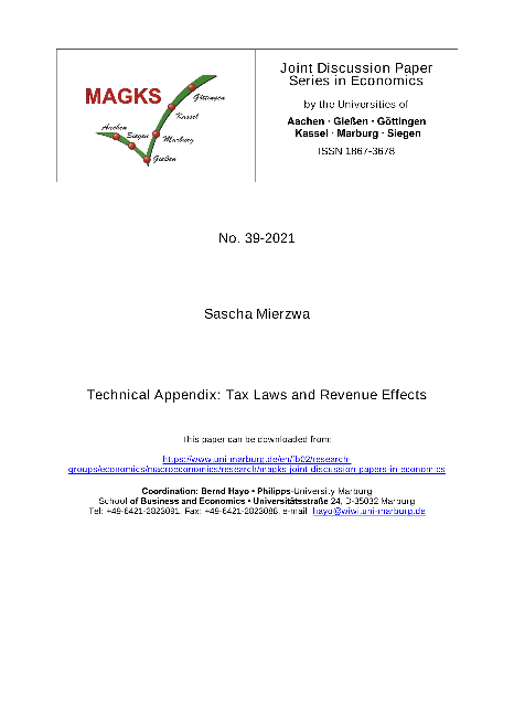 Technical Appendix: Tax Laws and Revenue Effects
