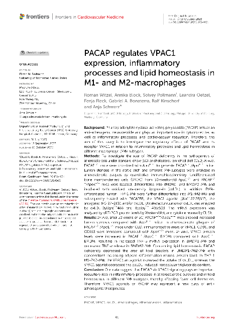 PACAP regulates VPAC1 expression, inflammatory processes and lipid homeostasis in M1- and M2-macrophages
