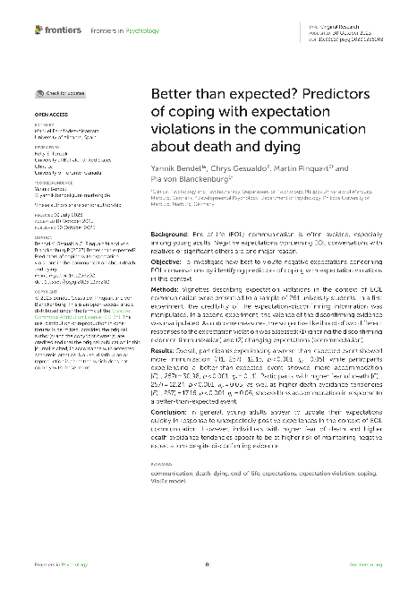 Better than expected? Predictors of coping with expectation violations in the communication about death and dying