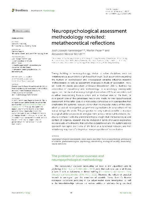 Neuropsychological assessment methodology revisited: metatheoretical reflections