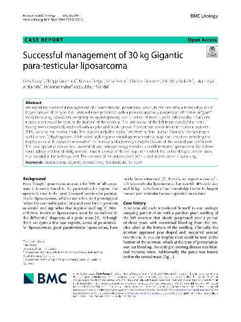 Successful management of 30 kg Gigantic para-testicular liposarcoma
