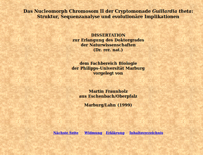 Das Nucleomorph Chromosom II der Cryptomonade Guillardia theta : Struktur, Sequenzanalyse und evolutionäre Implikationen