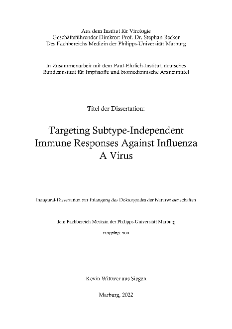 Targeting Subtype-Independent Immune Responses Against Influenza A Virus