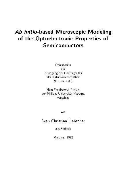 Ab initio-based Microscopic Modeling of the Optoelectronic Properties of Semiconductors