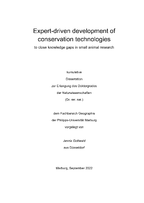 Expert-driven development of conservation technologies to close knowledge gaps in small animal research