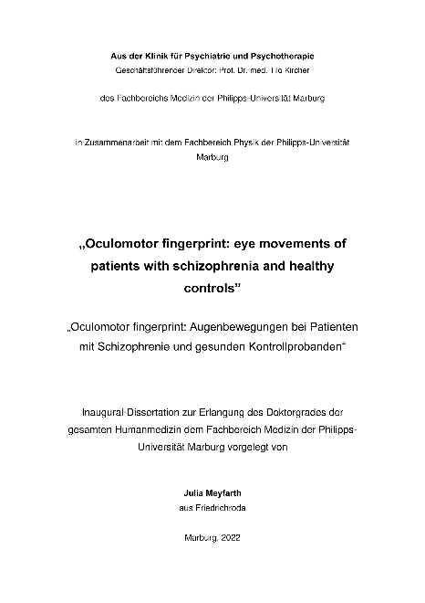 Oculomotor fingerprint: eye movements of patients with schizophrenia and healthy controls