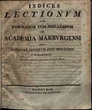 Indices lectionum et publicarum et privatarum quae in Academia Marpurgensi … SS 1813 – WS 1813