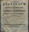 Indices lectionum et publicarum et privatarum quae in Academia Marpurgensi … SS 1814 – WS 1814