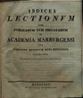 Indices lectionum et publicarum et privatarum quae in Academia Marpurgensi … SS 1819 – WS 1819