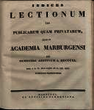Indices lectionum et publicarum et privatarum quae in Academia Marpurgensi … SS 1840 – WS 1840/41