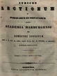 Indices lectionum et publicarum et privatarum quae in Academia Marpurgensi … SS 1855 – WS 1855/56
