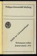 Vorlesungsverzeichnis / Philipps-Universität Marburg. SS 1975.