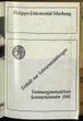 Vorlesungsverzeichnis / Philipps-Universität Marburg. SS 1991.