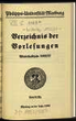 Verzeichnis der Vorlesungen / Philipps-Universität Marburg. WH 1926/27