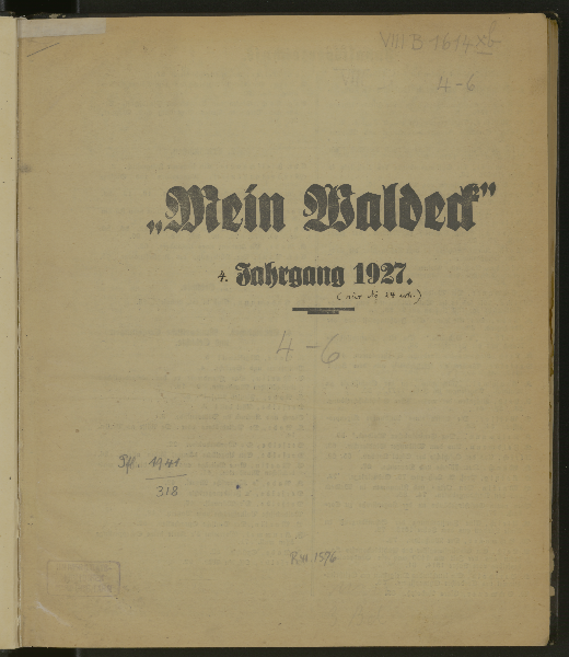 Mein Waldeck. Jg. 4.1927 - Jg. 6.1929