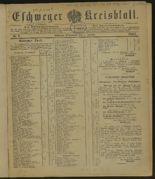 Eschweger Kreisblatt. Jg. 1887