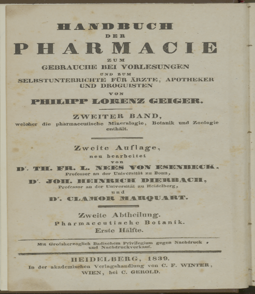 Pharmaceutische Botanik. (Hälfte 1)