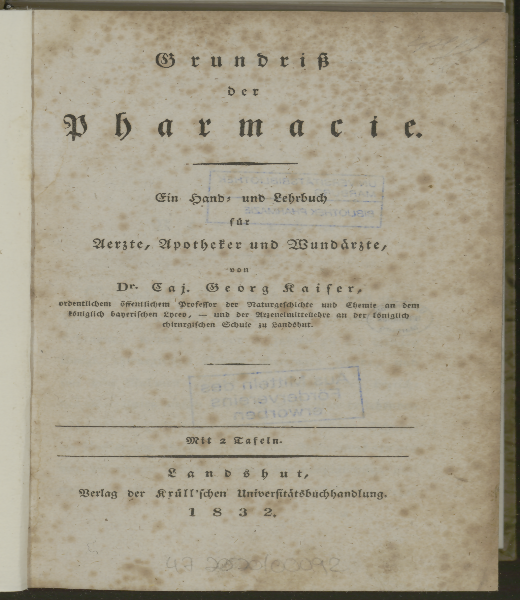 Grundriß der Pharmazie : ein Hand- und Lehrbuch für Aerzte, Apotheker und Wundärzte