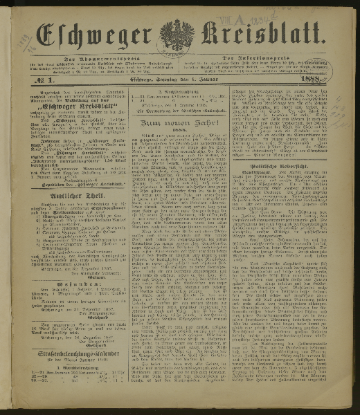 Eschweger Kreisblatt. Jg. 1888