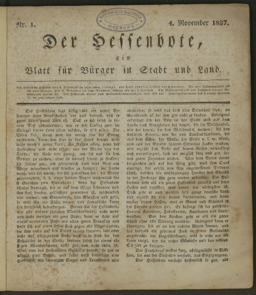 Der Hessenbote. Jg. 1.1837