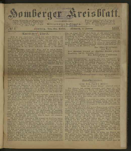 Homberger Kreisblatt. 14.1882