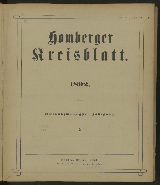 Homberger Kreisblatt. 24.1892