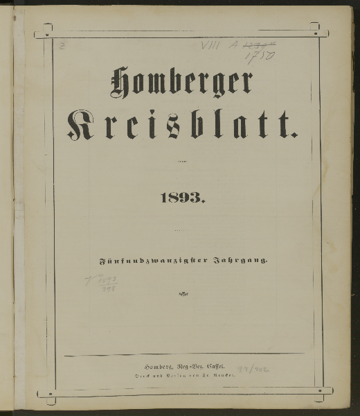 Homberger Kreisblatt. 25.1893