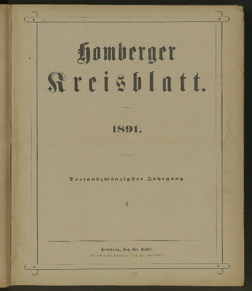 Homberger Kreisblatt. 23.1891