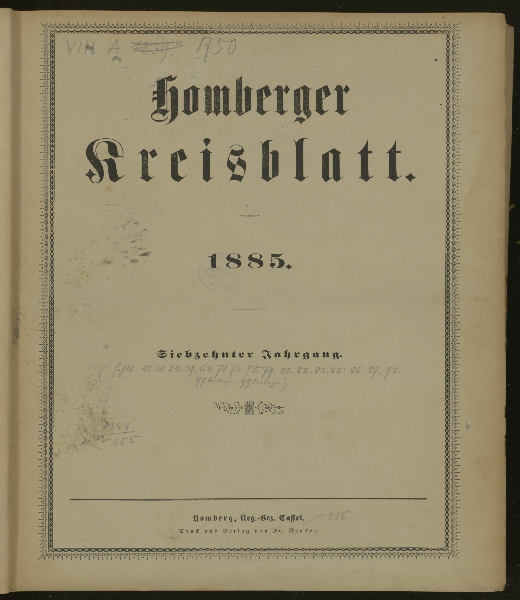 Homberger Kreisblatt. 17.1885