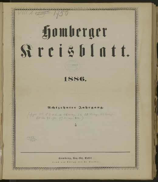 Homberger Kreisblatt. 18.1886