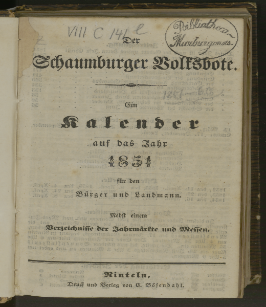 Schaumburger Volksbote. [1].1851