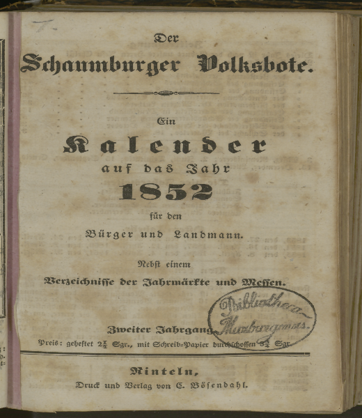 Schaumburger Volksbote. 2. 1852
