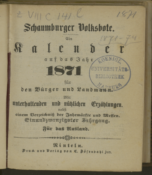 Schaumburger Volksbote. 21.1871