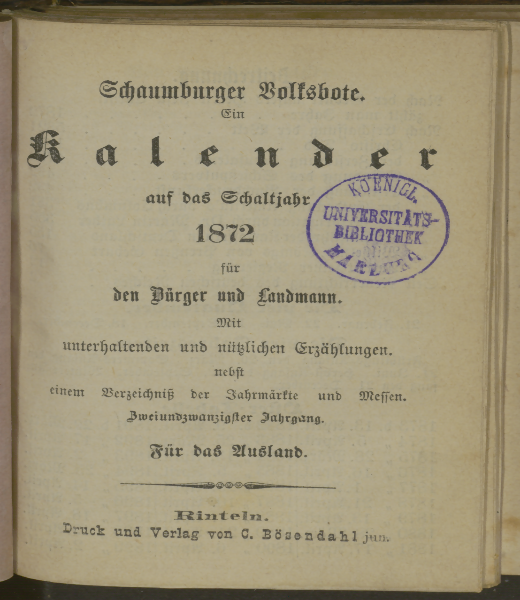 Schaumburger Volksbote. 22.1872