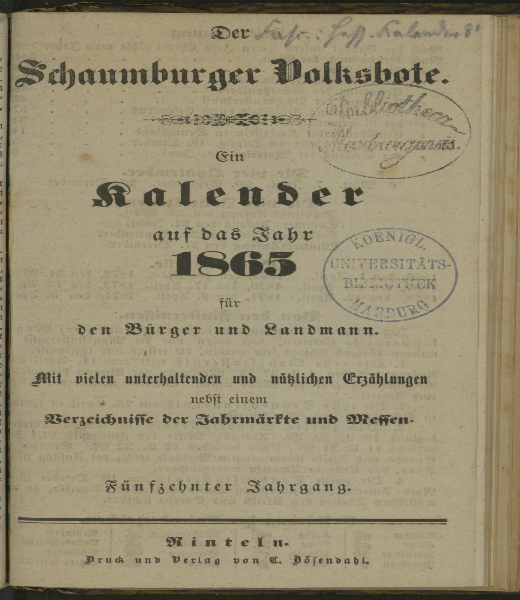 Schaumburger Volksbote. 15.1865