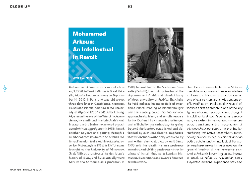 Mohammed Arkoun: An Intellectual in Revolt