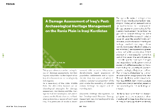 A Damage Assessment of Iraq’s Past: Archaeological Heritage Management on the Rania Plain in Iraqi Kurdistan