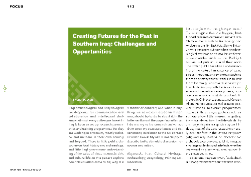 Creating Futures for the Past in Southern Iraq: Challenges and Opportunities