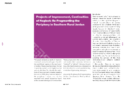 Projects of Improvement, Continuities of Neglect: Re-Fragmenting the Periphery in Southern Rural Jordan